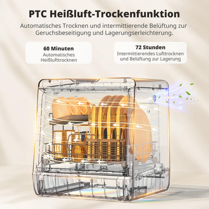 AIRMSEN TDQR09 Mini Geschirrspüler mit 5L Tank und Enthärtungssystem