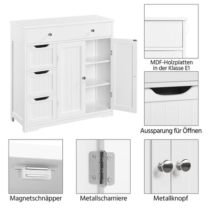 Yaheetech Badschrank mit 4 Schubladen und Fach - Weiss