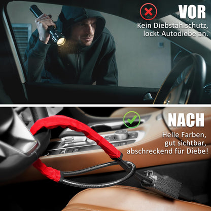Tevlaphee Lenkradkralle für Auto mit Metallkopf und 3 Schlüsseln, Rot