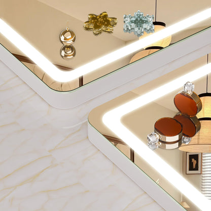 Hasipu LED-Schminkspiegel Kosmetikspiegel - 80x55cm rund weiss