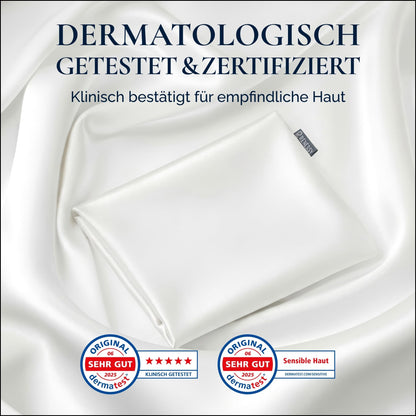 RENESSY Kissenbezug Bio-Maulbeerseide 22 Momme, 40x80 cm, Off-White