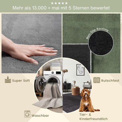 the carpet Relax Kurzflor Teppich - Grün 240x340 cm