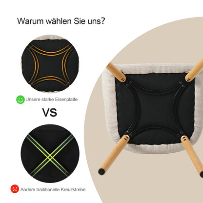 Goeurvant Armlehnen Polsterstuhl Esszimmer 4er Set - Beige Holzbeine