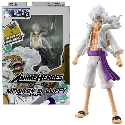 Bandai Anime Heroes One Piece Figur Monkey D. Ruffy Gear 5, 17 cm – weisse Haare, bewegliche Actionfigur