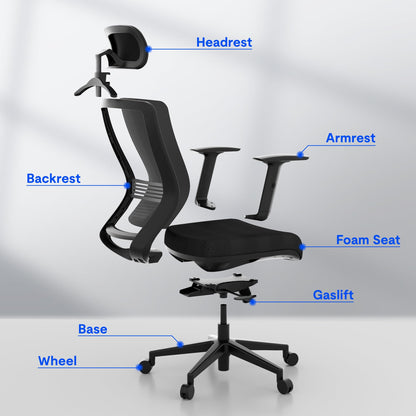 FLEXISPOT OC17 Ergonomischer Bürostuhl Schreibtischstuhl Schwarz