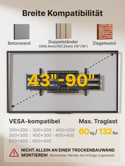 monTEK Langarm 1080mm TV Wandhalterung - 43-90 Zoll