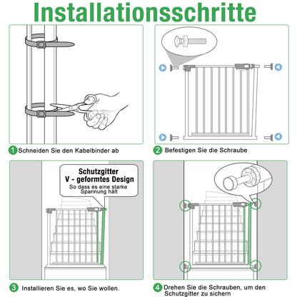 UISEBRT Türschutzgitter ohne Bohren, Auto-Close, 95-105 cm, weiss