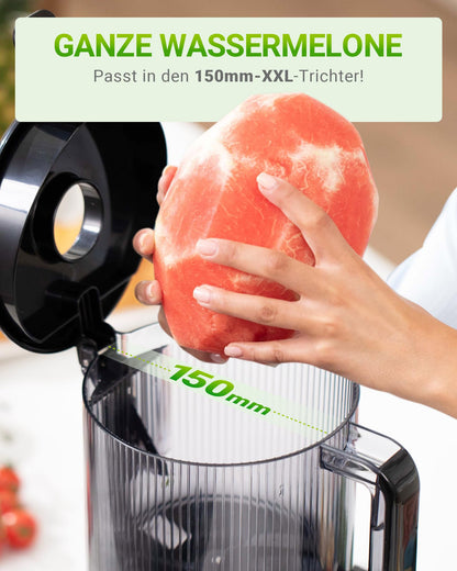 TUUMIIST TM780SJ Slow Juicer, 3 L, 150 mm Einfüllschacht, schwarz