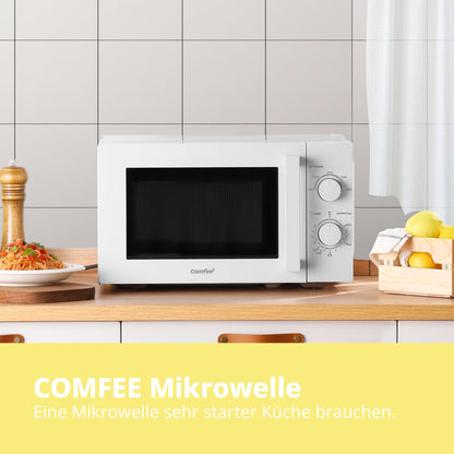 Comfee CMSN 20 wh Solo Mikrowelle – 20L Weiss Mechanisch