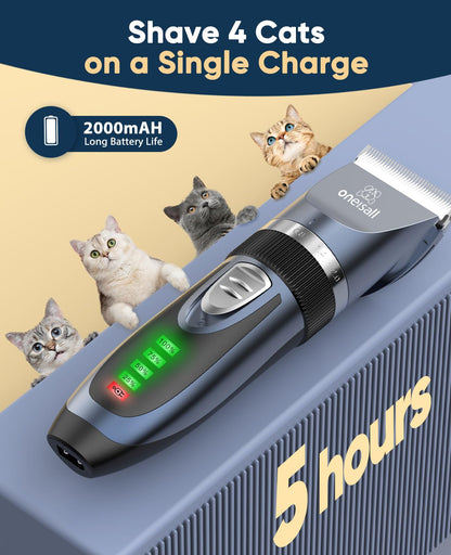 oneisall X2 Haarschneidemaschine für Katzen & Hunde, leise, blau
