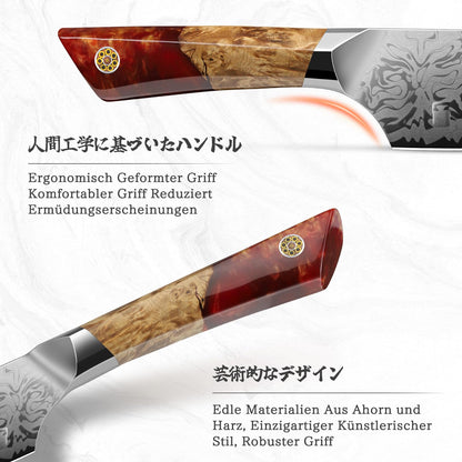 SHAN ZU WHITE TIGER Japanisches Damast Santokumesser - 18cm SG2