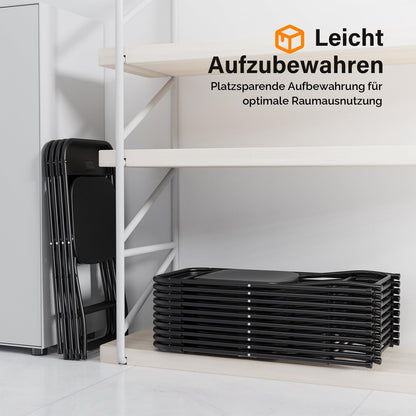 Bonnlo Klappstuhl 6er Set, Gartenstuhl Metall & Kunststoff, schwarz
