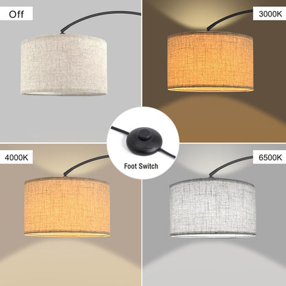Fortand Bogenlampe LED Stehleuchte – Modern Leinen-Schirm