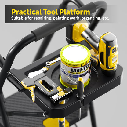 KINGRACK Leiter 5 Stufen Trittleiter klappbar - Handläufe, Plattform