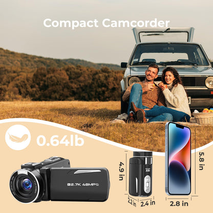 CAMWORLD AC25 Camcorder 2.7K Videokamera mit 48 MP, 18x Zoom