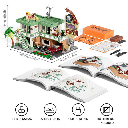 FUNWHOLE City Car-Motel Beleuchtungs-Bausteinset - 1970 Teile