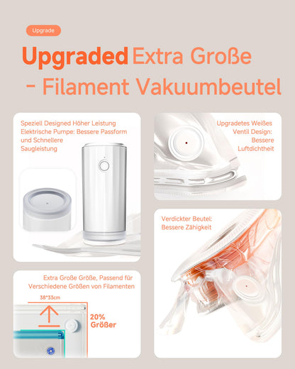 YOOPAI Vakuumbeutel Set für 3D-Drucker Filament mit Pumpe, 30 Beutel