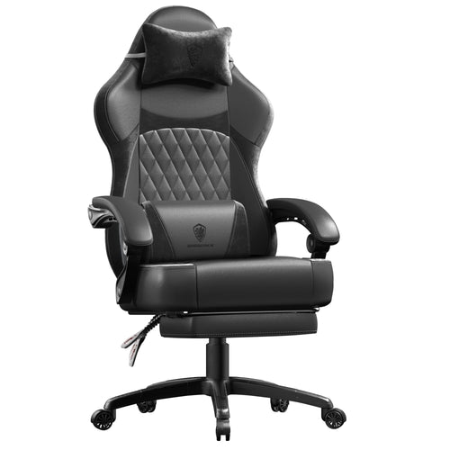 Dowinx ergonomischer Gaming Stuhl aus PU-Leder - schwarz
