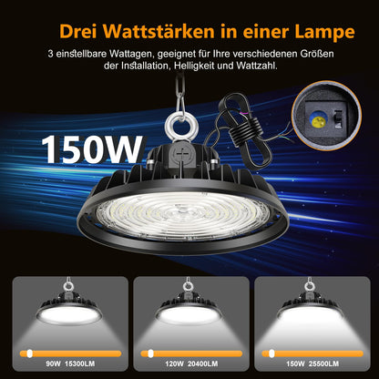 RUISUN UFO LED Hallenstrahler 150W dimmbar 25500lm IP65