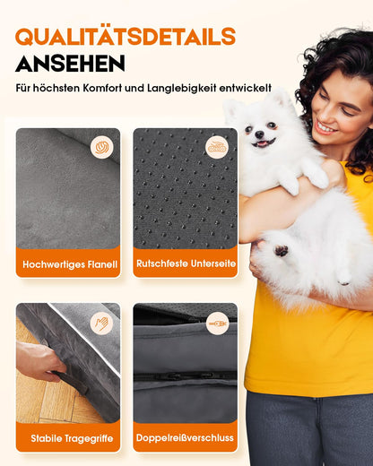 Upvilla Orthopädisches Hundebett für grosse Hunde, waschbar, grau