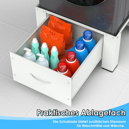 Fogmiea Waschmaschinen Untergestell mit Schublade - Weiss verstellbar