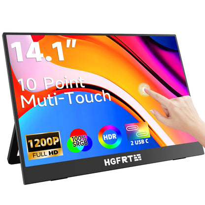 HGFRTEE 14 Zoll WUXGA Tragbarer Monitor IPS Touchscreen. 14 Zoll Display für mobile Anwendungen, interaktive Touch-Bedienung.