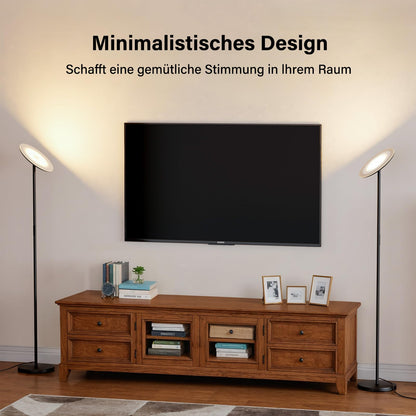 PreeOtti LED Deckenfluter Wohnzimmer Dimmbar mit Fernbedienung - Schwarz