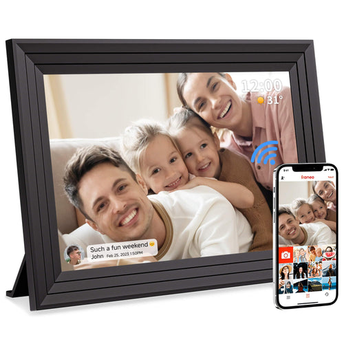 Luakug Digitaler Bilderrahmen WLAN 10,1 Zoll 32 GB IPS Touchscreen zur Wiedergabe von Fotos und Videos