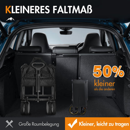 Portal Bollerwagen faltbar XXL – Handwagen 120 kg, mit Getränkehalter & Tasche