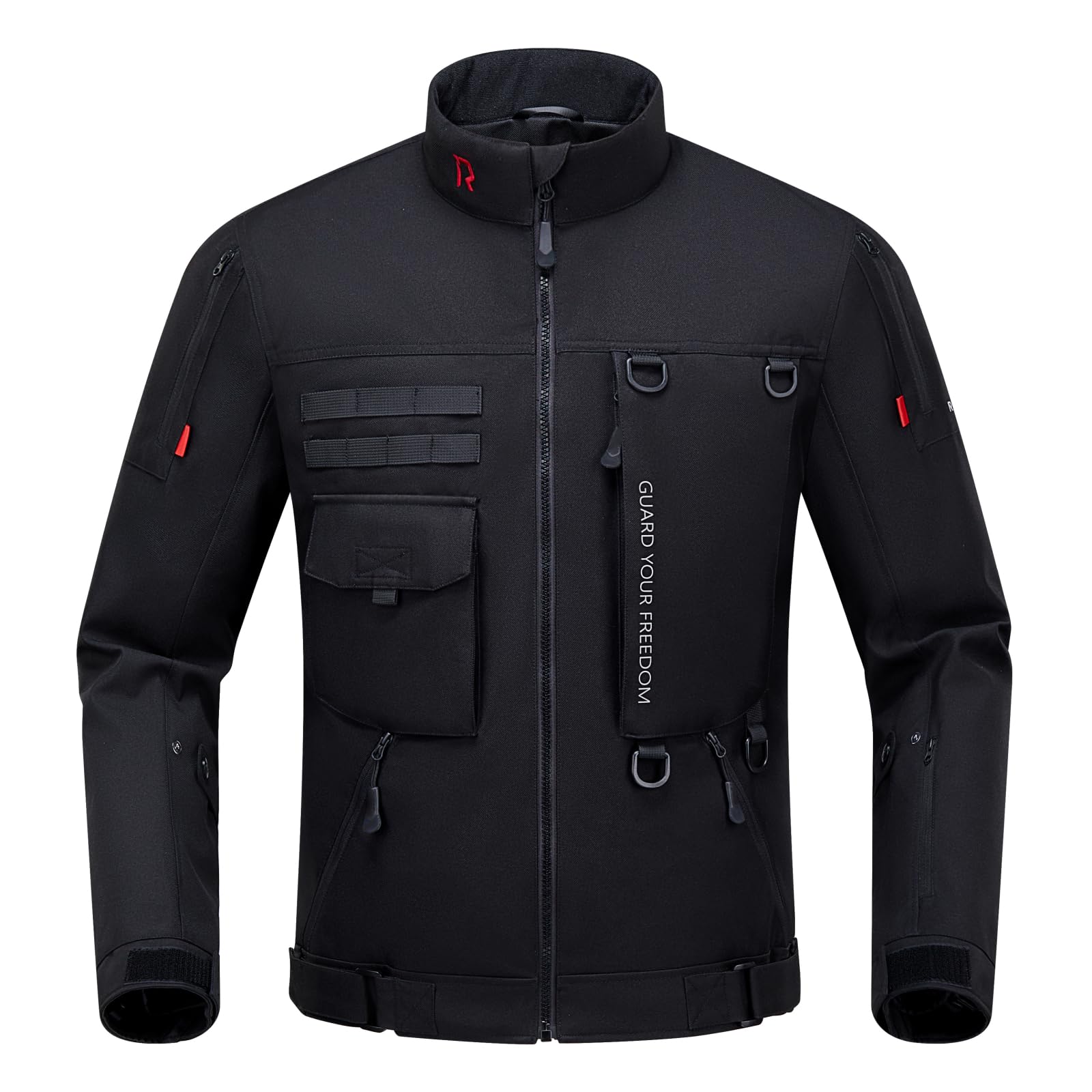 RIDEIRON Motorradjacke Herren Allwetter Schutz - Schwarz, robuste Textiljacke für umfassenden Aufprall- und Wetterschutz beim Motorradfahren.