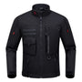 RIDEIRON Motorradjacke Herren Allwetter Schutz - Schwarz, robuste Textiljacke für umfassenden Aufprall- und Wetterschutz beim Motorradfahren.