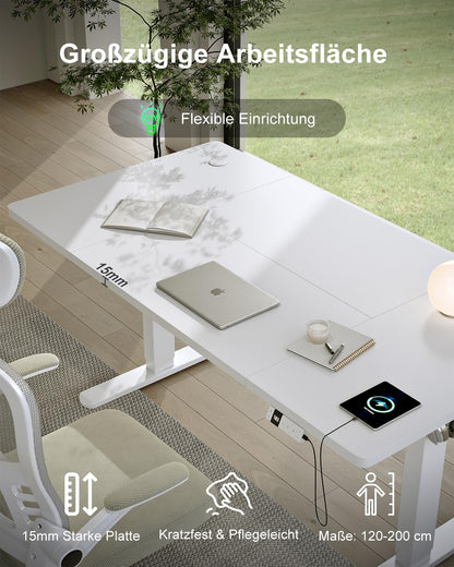 Devoko Höhenverstellbarer Elektrischer Schreibtisch 160x80cm - Weiss