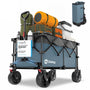 Sekey XXL Plus Bollerwagen faltbar mit Bremsen, 200 l, Blau-Grau, breite All-Terrain-Räder
