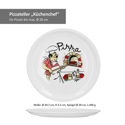 Van Well Pizzateller Set Küchenchef 6-teilig, Porzellan, ø 30,5 cm