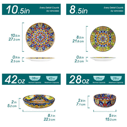 vancasso SIMI Geschirrset 24-teilig aus Porzellan, Boho Tafelservice