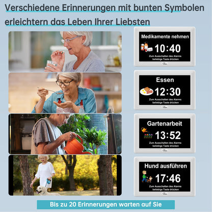 WallarGe Demenzuhr WSC701, digitale Kalenderuhr, 7 Zoll, weiss