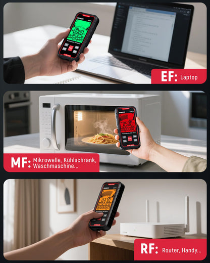 KAIWEETS EMF Messgerät KEMF-1 für EF, MF und RF mit LCD-Display