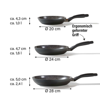 STONELINE Ceramic Pfannenset 3-teilig - Induktion 20/24/28 cm