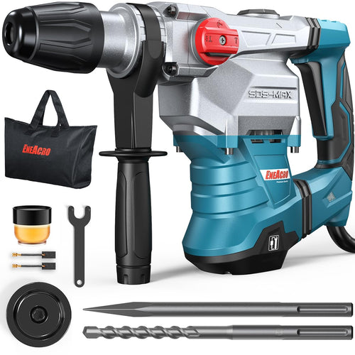 ENEACRO SDS-Max Bohrhammer 4001WP, 1500 W, 12 J, Abbruchhammer mit Zusatzgriff und Werkzeugtasche