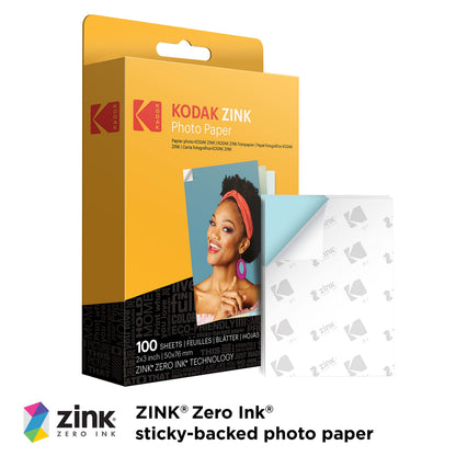 Kodak Premium Zink Fotopapier 2x3 Zoll, selbstklebend, 100 Blatt