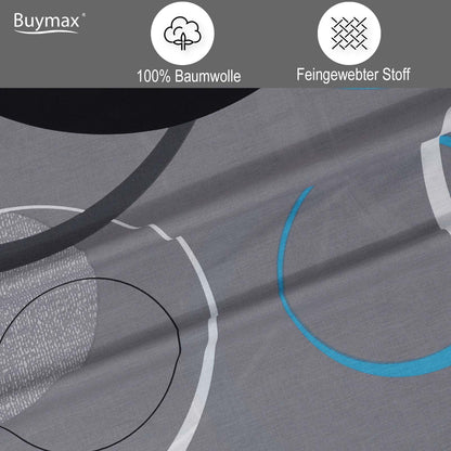 Buymax® Bettwäsche 135x200 100% Baumwolle 4-Teilig Bettbezug - Bettwäsche-Sets 135 x 200cm mit 2 mal Kissenbezüge 80x80cm, ÖKO-TEX Renforcé-Bettdeckenbezüge Set mit Reißverschluss