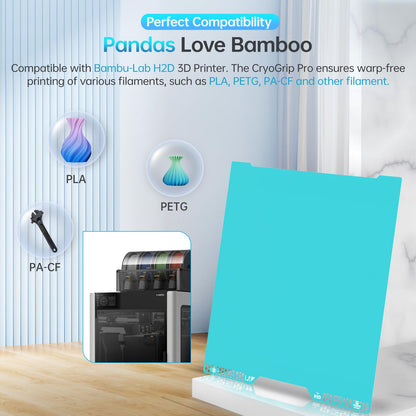 BIQU CryoGrip Pro Glacier Federstahlplatte - Bambu-Lab H2D, 355x346mm