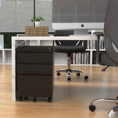 Rollcontainer Aktenschrank abschliessbar Büro - Schwarz 39x50x62cm