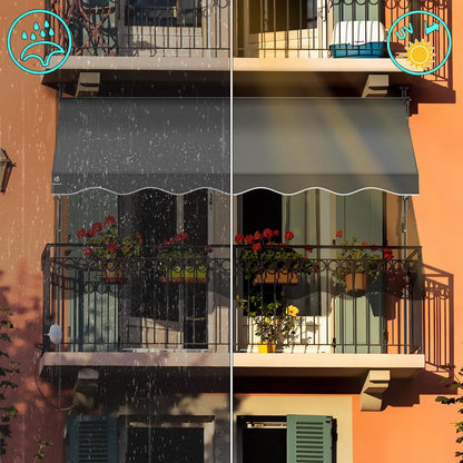 VOUNOT Klemmmarkise Balkon 200 cm, höhenverstellbar, ohne Bohren, Grau