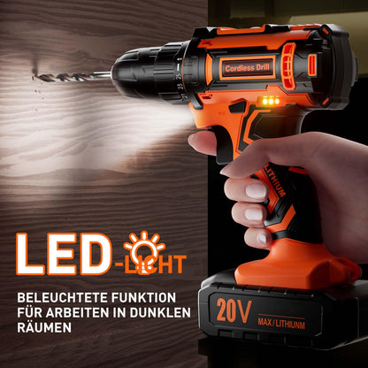 FAHEFANA Akku-Bohrschrauber 20V Set, 2 Akkus, 42 Nm, BH0221S