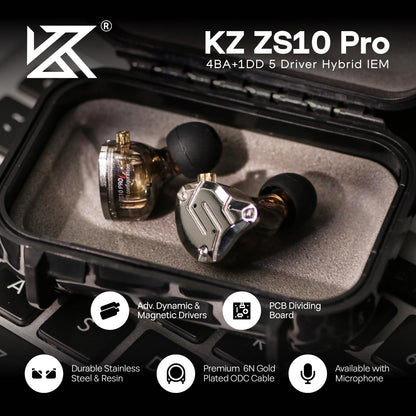 LINSOUL KZ ZS10 Pro In-Ear Monitor - Schwarz (Ohne Mic)