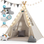 Spielwerk® Tipi Kinderzelt – Set 130x130cm Weiss Grau