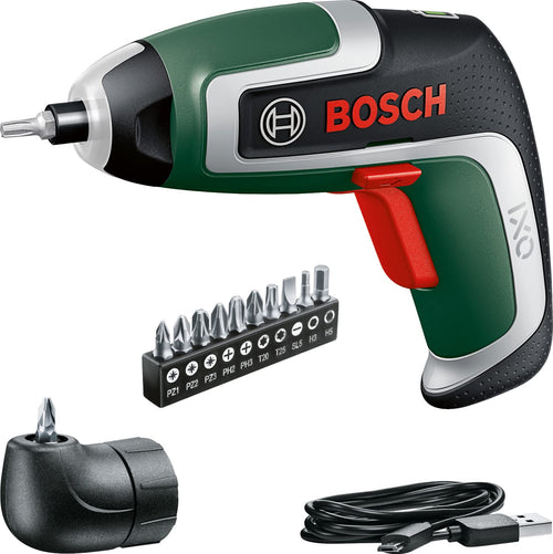 Bosch IXO 7 Akkuschrauber 3,6 V mit Winkel-Aufsatz – Amazon Edition, kompaktes Gehäuse und LED-Lichtring