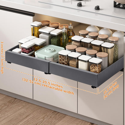 Aonext Teleskopschublade ausziehbar Küchenschrank Organizer 2er Set
