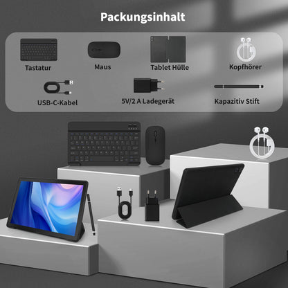 SmartTab 10 Zoll Android 14 Tablet PC 8-in-1 Kit - Schwarz